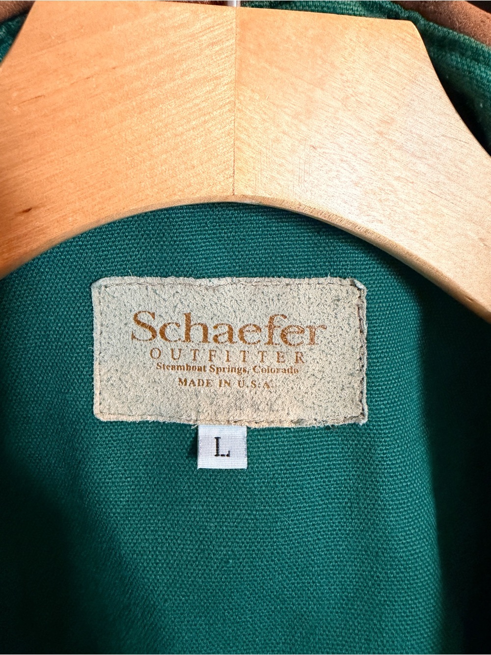 Schaefer Vintage Green Work Shirt with Tan Contrast Collar - Picture 4 of 5